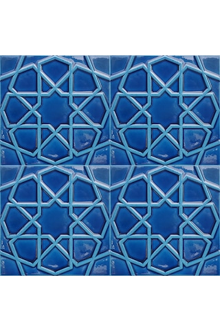 Armada Çini 20x20 Cm Rölyefli Kobalt Selçuklu Yıldızı Deseni Çini