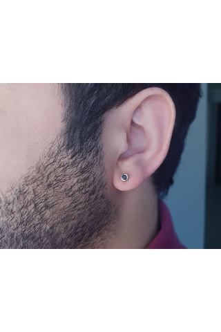 Sirius 0.15 Karat Siyah Pırlanta Tektaş Erkek Küpesi 0815E0039