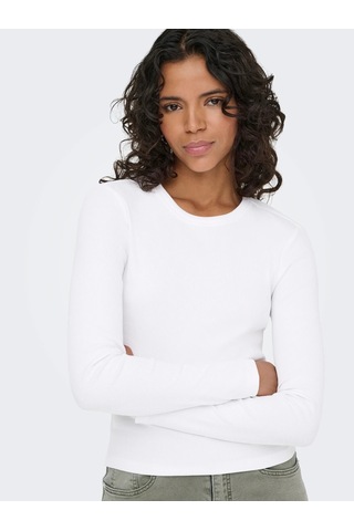 Only Onlval L/s O-neck Top Kadın Uzun Kollu T-shirt 15371305 Beyaz