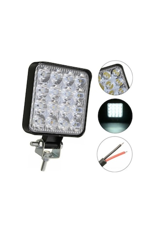 Hsgl Beyaz Işık Sis Güçlü Far Lambası 16 Led Kare 10 30v 48 Watt Off Road