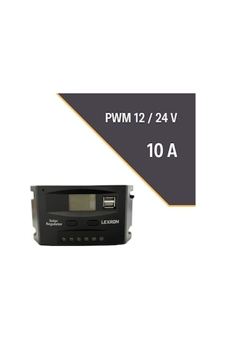 Lexron 10 Amper 12/24V Solar Pwm Şarj Kontrol Cihazı 10A 12/24 Volt Regülatör Lexron 10 Amper 12/24V Solar Pwm Şarj Kontrol Cihazı 10A 12/24 Volt Regülatör