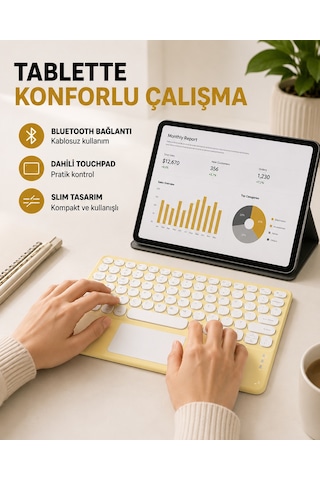 Tek Bluetooth Kablosuz Klavye İnce Slim Model, Tablet Ve Akıllı Tv Uyumlu, Sessiz Tuşlu Taşınabilir Klavye Naj 23000077