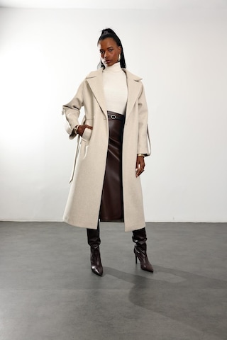 Bej Kuşaklı Kaşe Palto 1146 Bej