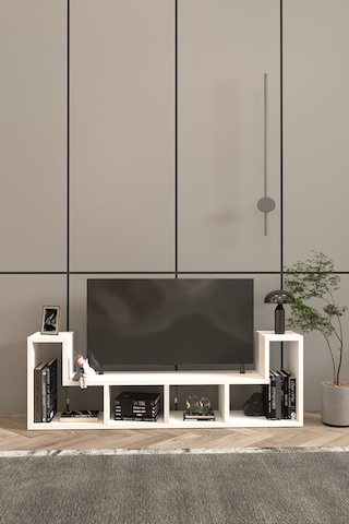 Tetris Tv Ünitesi,çok Amaçlı Ünite,kitaplık,portatif Minifix Kurulum Beyaz