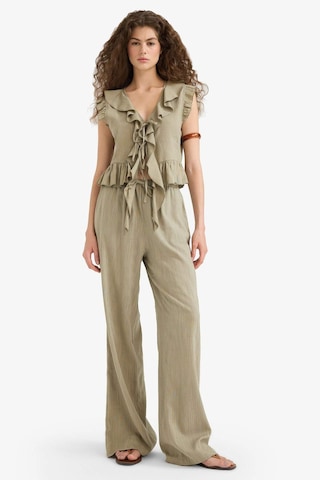 Defacto Wide Leg Çift Cepli Normal Bel Standart Boy Pantolon D1009ax25spkh459 Haki