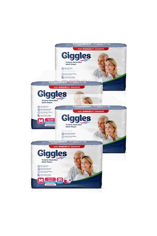Giggles Yetişkin Bel Bantlı Hasta Bezi Medium 30'lu 4 Paket 120 Adet