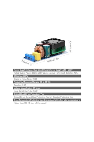 Jms 500W Irs2092S Dijital Güç Amplifikatörü Kurulu Mono Kanal