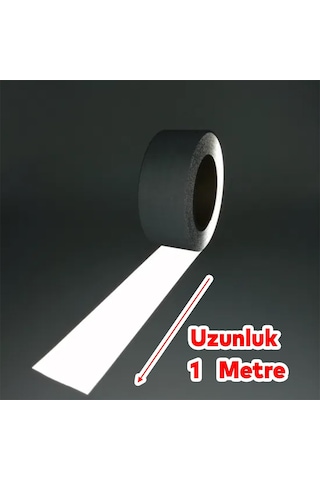 Badem10 Metalize Gri Renk Düz Desensiz En 10 Cm 1 Mt İkaz Bandı Reflektif Gece Parlayan Reflektörlü Bant