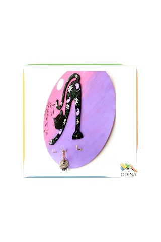 Pembe Kedi Duvar Anahtar Askısı Pembe