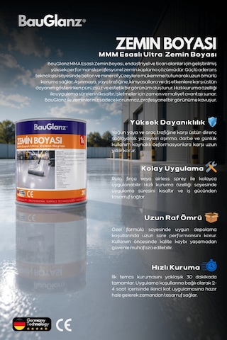 Mma Esaslı Ultra Zemin Boyası Hızlı Kuruyan Beton, Garaj, Otopark Ve Fabrika Boyası 5 KG