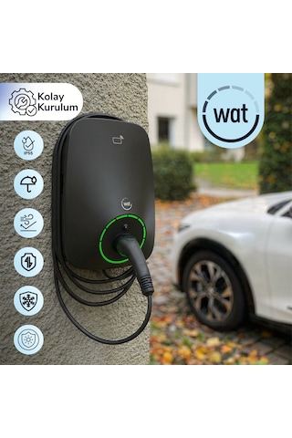 WAT Mobilite WAT Home 22 kW Güç 5mt. Dahili Kablo & Ip55, Ik10- Koruma Seviyeli Ev Şarj Cihazı