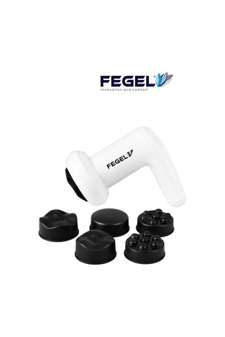 Fegel FG-720 6 Kademeli 5 Başlıklı Şarjlı Profesyonel Masaj Tabancası Beyaz