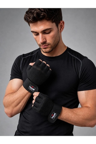 Yukon Kısa Bilek Sargılı Spor Bisiklet Fitness Eldiveni Xl Siyah