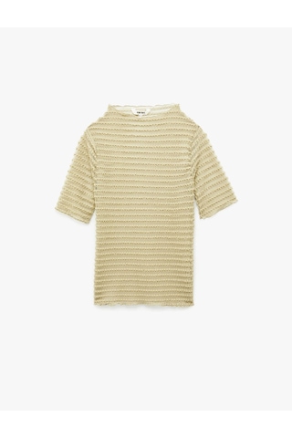 Koton Yarı Transparan Sarı Kadın T-shirt 6sak50009ek Sarı