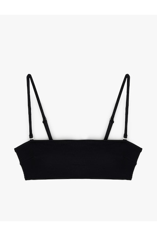 Koton Çıkarılabilir Askılı Dokulu Straplez Bikini Üstü Siyah 6sak10067mm
