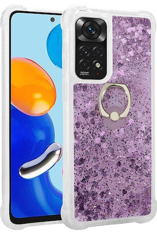 Xiaomi Redmi Note 11 Pro 5G Kılıf Milce Simli Pullu Yüzüklü Kılıf