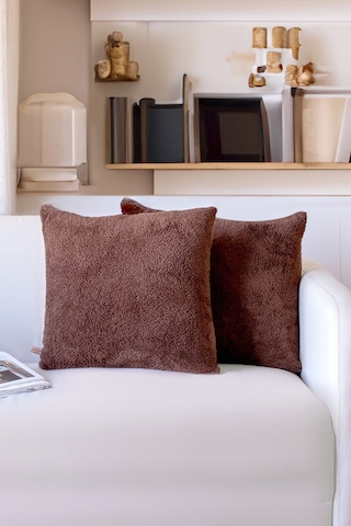 Hamur Teddy Puffy Kırlent Kılıfı 2'li Kahverengi