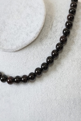 8 Mm Lal Garnet Granat Doğal Taş Kolye Altın