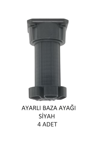 Ayarlanabilir Plastik Baza Ayağı 10-15 Cm, Siyah, Çok Amaçlı Dolap Ayağı 4 Adet Siyah
