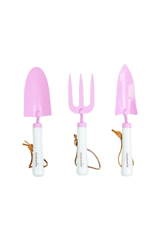 Gardenwind Pembe 3'lü Bahçe Kürek Seti - Ahşap Beyaz Saplı