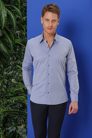 Efor Gk 679 Slim Fit Koyu Mavi Klasik Gömlek Koyu Mavi