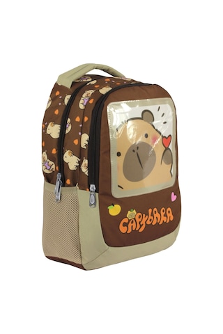 Capybara Erkek Çocuk İlkokul Okul Sırt Çantası - Kahverengi - 5209 Çok Renkli