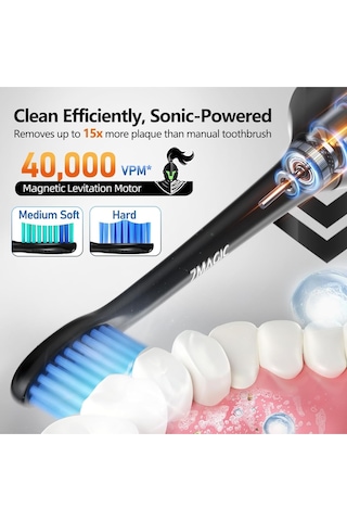 7magıc Knight Blue Sessiz Sonic Elektrikli Diş Fırçası 5 Modlu 40000 Vpm 90 Gün Şarjlı Beyaz