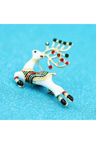 Noel Broş Elk Pin Rhinestone Noel Eleman Broş Pin Takı Pimleri Noel Tatil Partisi Kadınlar İçin Hediyeler Kızlar Çok Renkli