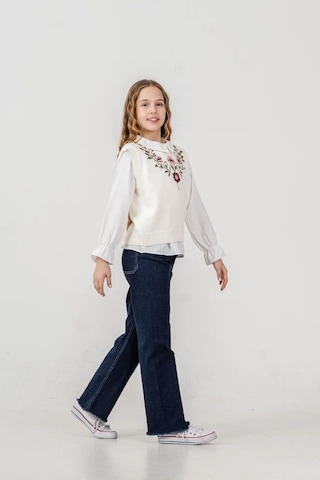 Miniko Kids Kız Çocuk Triko Süveterli Kot Pantolonlu Takım Ekru