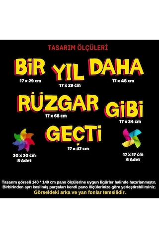 Karne Günü Rüzgar Gülü Temalı Okul Panosu Figür Seti Hazır Kesim Sınıf Süsü 7