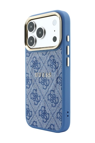 Apple iPhone Uyumlu 18 Pro Max Kılıf Guess Lisanslı M-safe C-magnet 4g Desenli Yazı Logolu Kapak Mavi