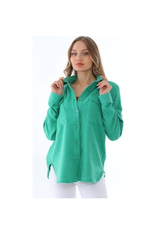 Polologin Butik Gömlek Ve Ceket Arası Tarzı Yansıtan Yeşil Oversize Flanel Kışlık Oduncu Gömlek Yeşil