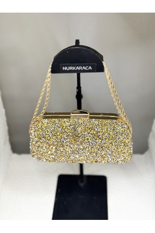 Nurkaraca 25y2407 Zincir Saplı Taşlı Kasalı Abiye Çanta Kadın 19x12cm