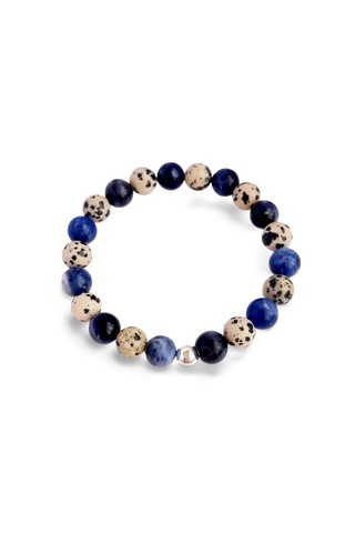 Gümüş Sodalit Dalmaçyalı Jasper Doğal Taş Tasarım Kadın Gümüş Bileklik Gümüş