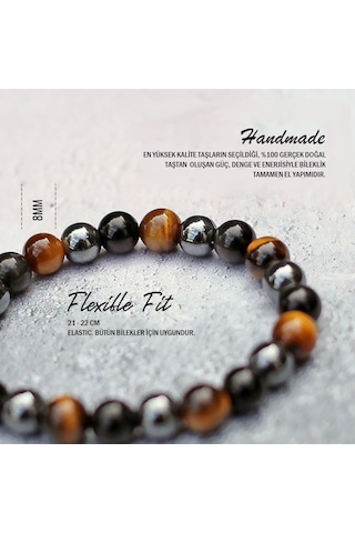 Alnis Atelier Kaplangözü,Obsidyen,Hematit Doğaltaş Erkekbileklik Çok Renkli