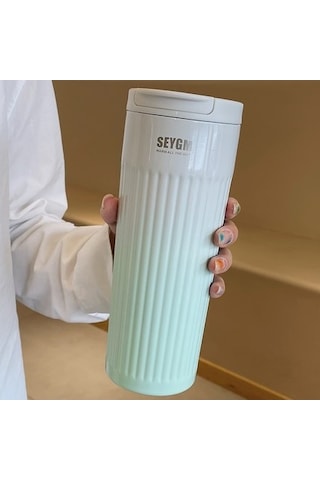 Shidai888 500 ML Taşınabilir Moda Paslanmaz Çelik Kahve Kupası Renk Değiştiren Tasarım Araba Termos Yeşil Yeşil