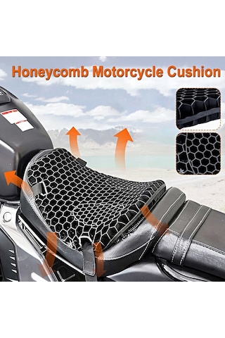 Tex Motor Motosiklet Konfor Sele Pedi - 3d Jel Petek Yapılı Darbe Emici Nefes Alabilir Sele Yastığı Üniversal