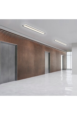 Samsung Uyumlu Ledli Tavan Tipi Plafonier Led Avize 120x16 Cm Siyah - Sarı