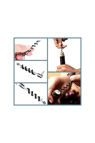 Omeniv Pratik Anahtarlık Şişe Şarap Açacağı Tirbuşon Minimal Siyah