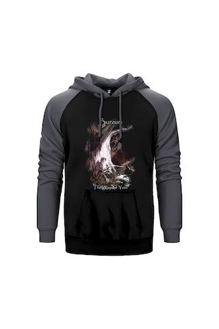 Burzum The Ways Of Yore Gri Renk Reglan Kol Kapşonlu Sweatshirt Gri