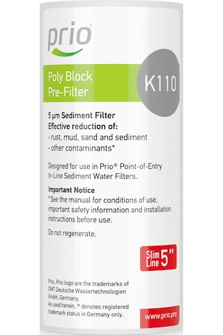 Prio K110 Polipropilen 5 Mikron Tortu Filtresi 5 İnç