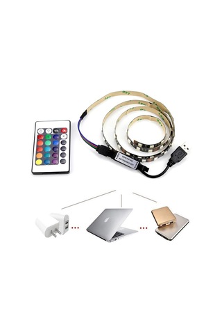 5v 5050 Rgb Usb Led Şerit Işık Rengi Değişen Tv Pc Arka Işık Ruh Hali Aydınlatması