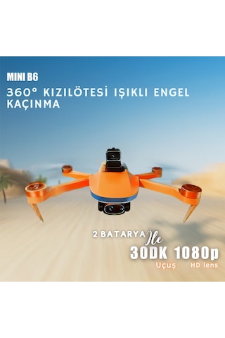 B6 Mini Drone 2Batarya ile 30Dakika Uçuş Beni Takip Et Gps 1080p Hd Çift Kamera 5g Wı-fı Engelden Kaçınma