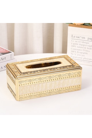 Ximistore9 Lüks Akrilik Havlu Kutusu, Ev/salon/restoran Kullanıma Uygun, Dayanıklı Ve Konforlu, Altın Beyaz Desenli