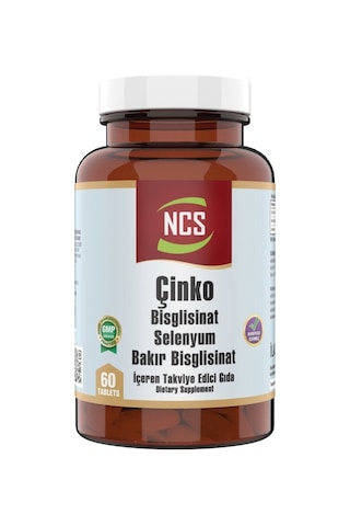 Ncs Çinko (Zinc) Bisglisinat Selenyum Bakır Bisglisinat 60 Tablet