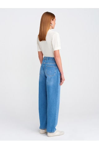 Dilvin 71769 Eskitmeli Mini Balon Denim Pantolon Mavi