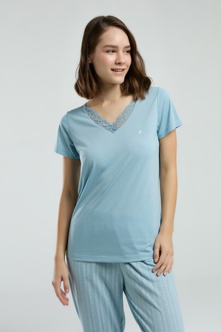 Pierre Cardin 8998 Kısa Kol Kadın Pijama Takımı Mavi