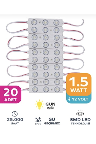 Point 3 Ledli Parmak Led Modül 1.5w 2835 Smd Mercekli 12v-20 Adet Beyaz