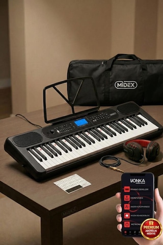 Midex Ps-5200bk-h Pro Org 61 Led Işıklı Tuş Hassasiyetli Bluetooth Midi Kulaklık