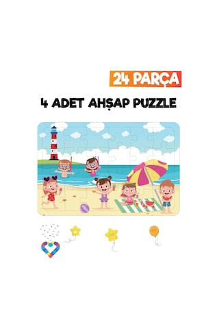 Ahşap Çocuk Puzzle 24 Parça 4 Adet-2